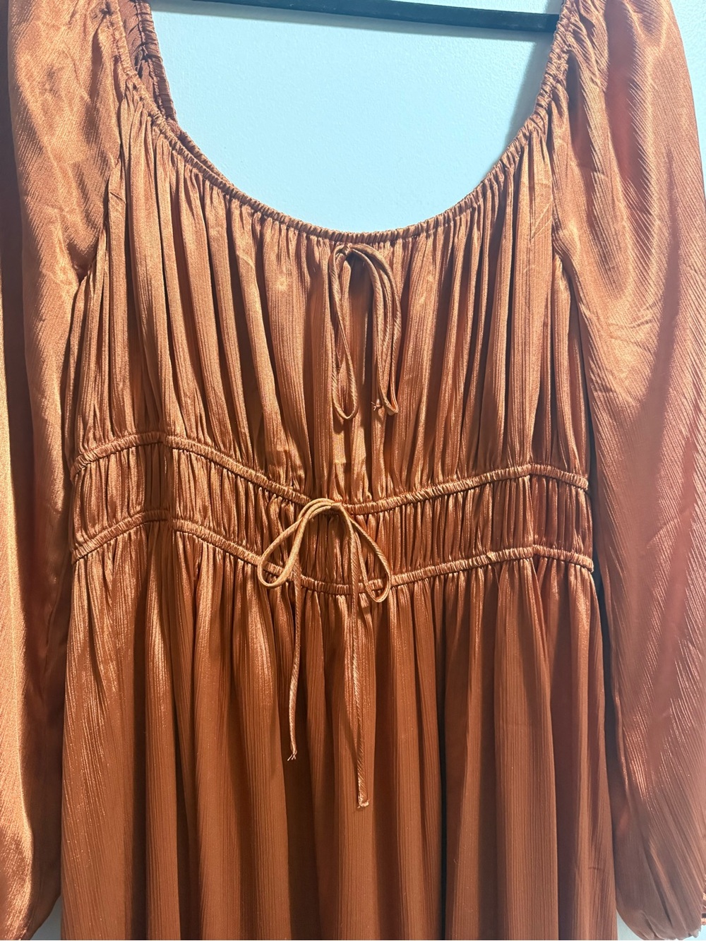 Burnt Orange Satin Midi Dress - Picture 2 of 4